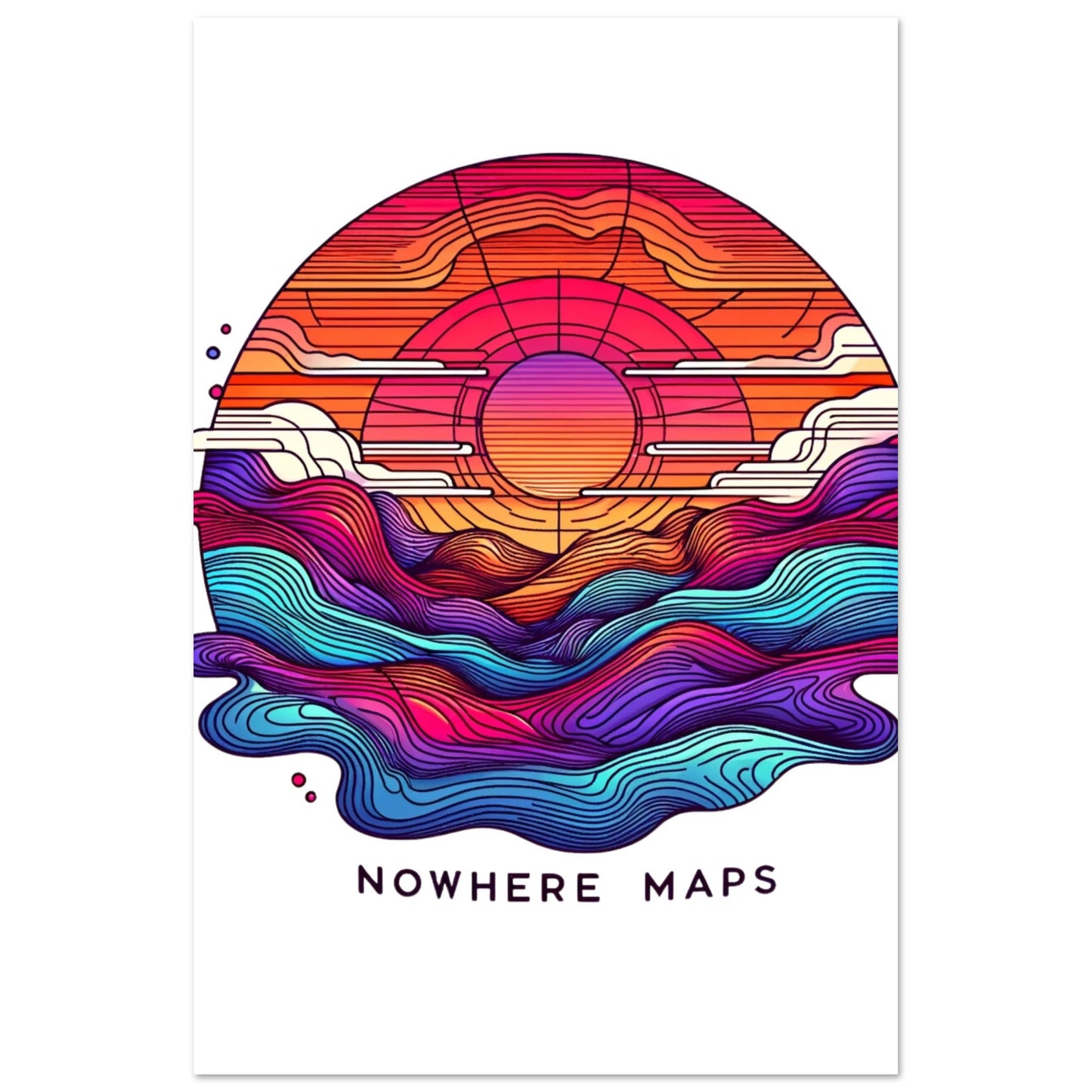 Nowhere Maps - Sunset Skylane Posters