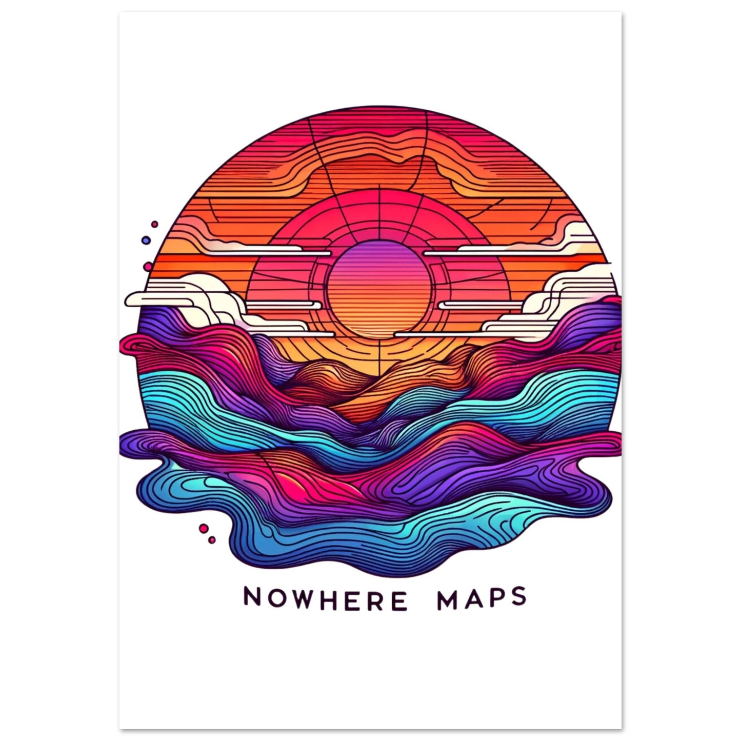 Nowhere Maps - Sunset Skylane Posters